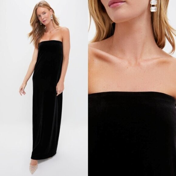 Tuckernuck NEW Velvet Sonya Elegant Strapless Formal Black Maxi Dress Size S - Picture 3 of 11